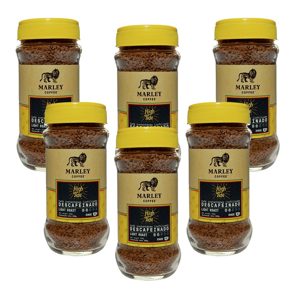 MARLEY COFFEE - Pack X6 Café Liofilizado Descafeinado High Tide