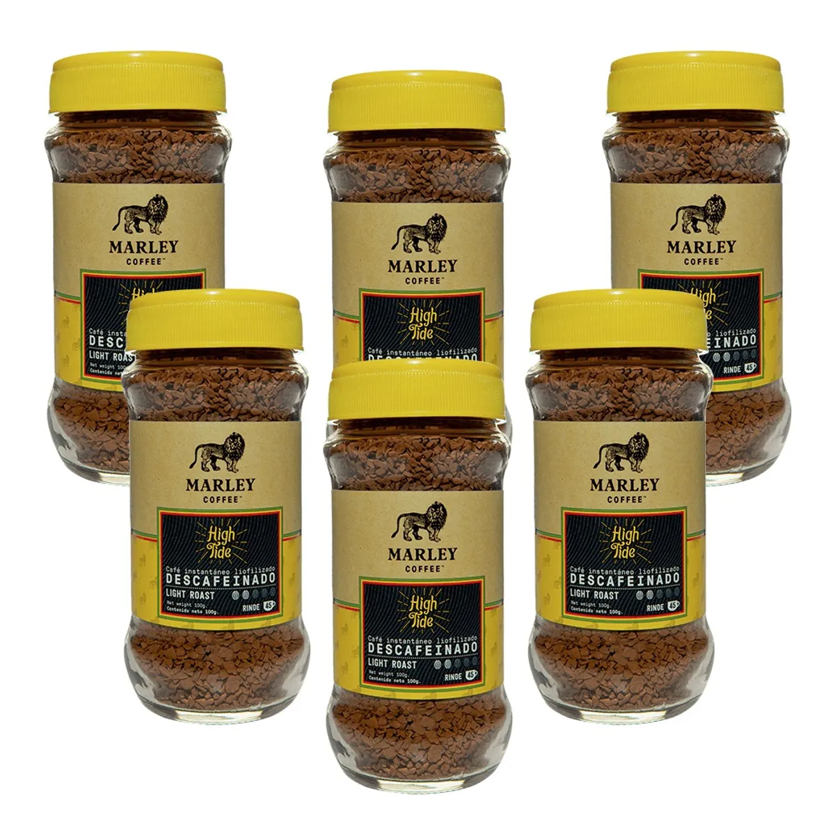 MARLEY COFFEE - Pack X6 Café Liofilizado Descafeinado High Tide