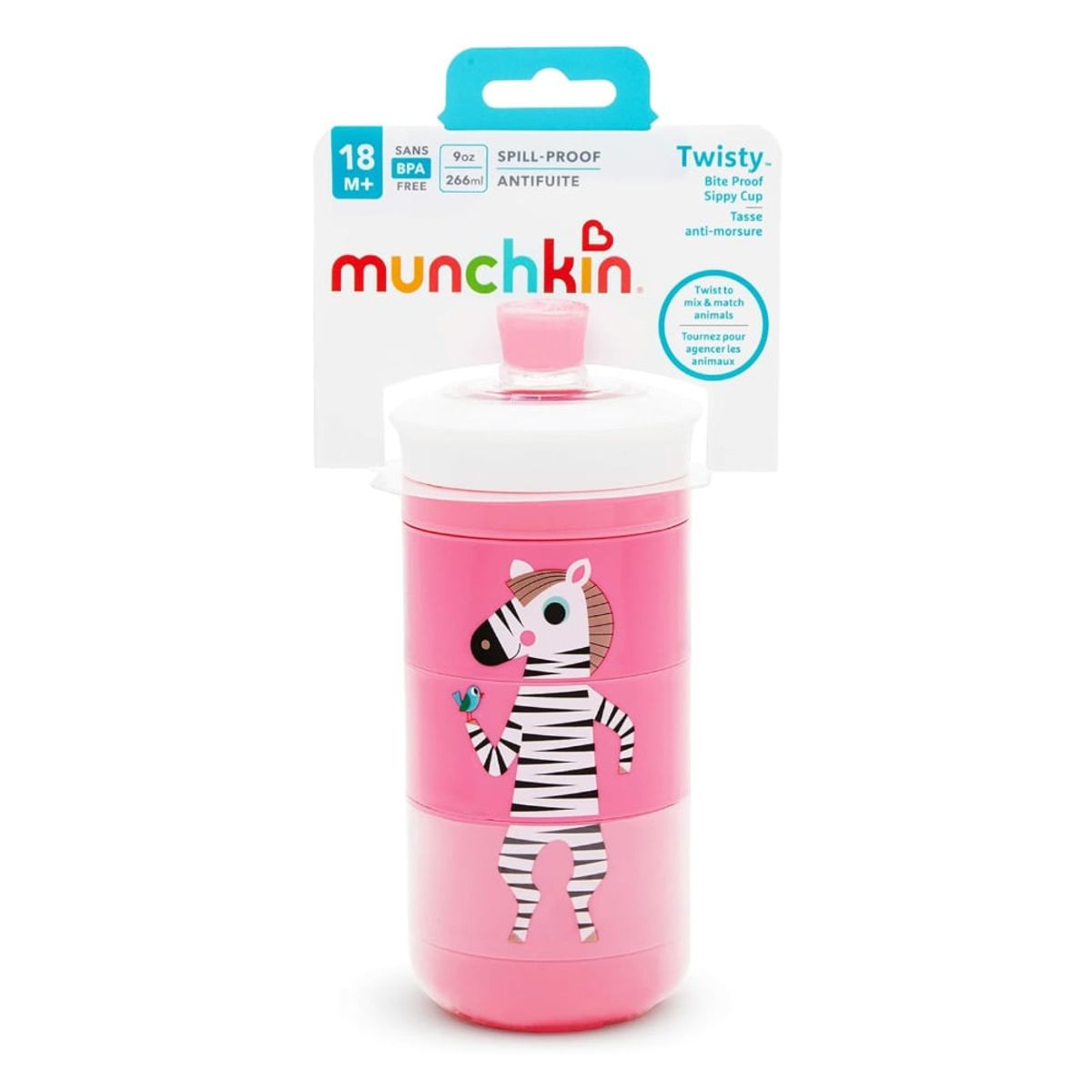 MUNCHKIN - Vaso Antiderrame Twisty MUNCHKIN Animales Divertidos Rosado