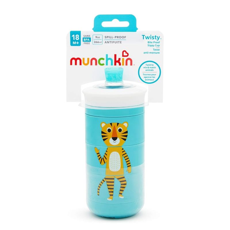 MUNCHKIN - Vaso Antiderrame Twisty MUNCHKIN Animales Divertidos Azul