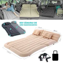 GENERICO - Colchón Inflable para Auto 6 Cámaras con Bomba Eléctrica