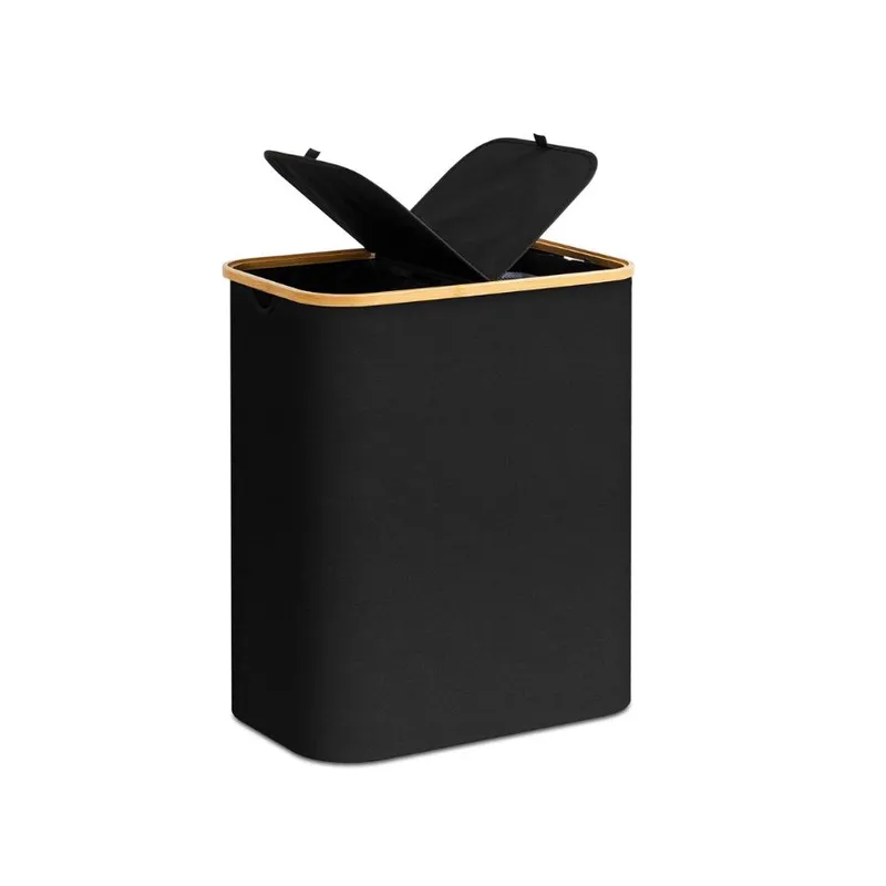 GENERICO - Cesto Para Ropa 2 Compartimentos Negro