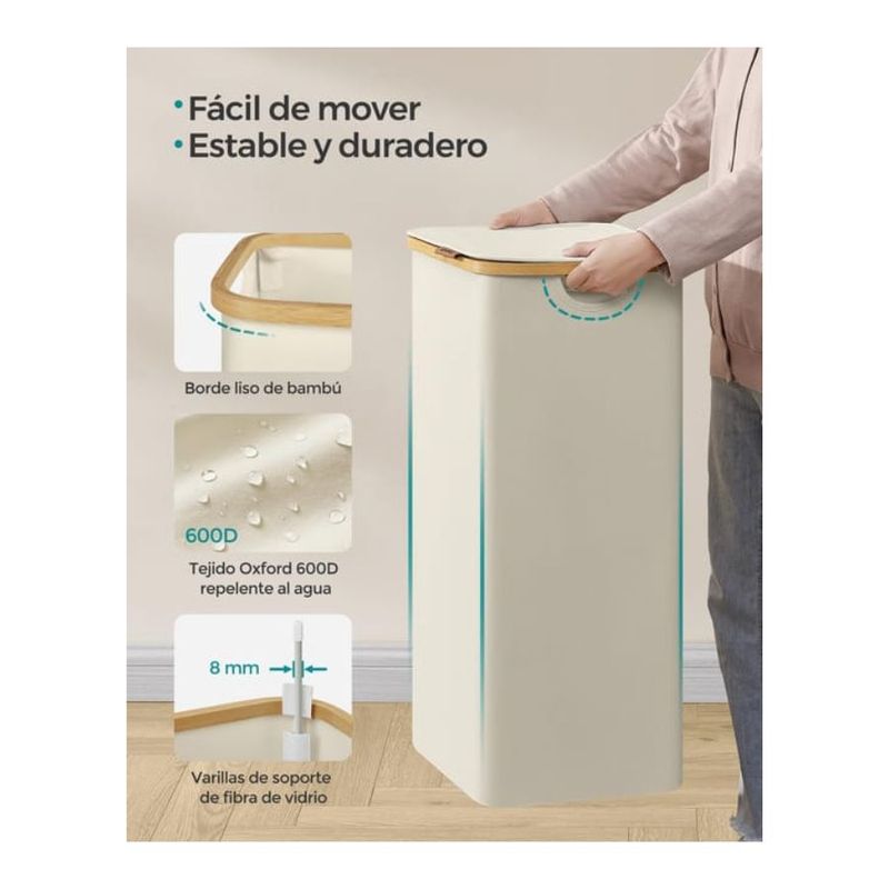 GENERICO - Cesta De Ropa Con Tapa 60cm Para Lavanderia