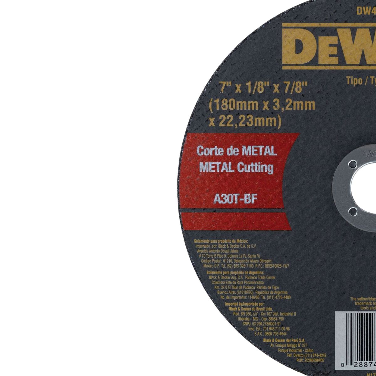 DEWALT - Pack 5 Discos De Corte Metal 7''x3x22,23mm - Dewalt Negro