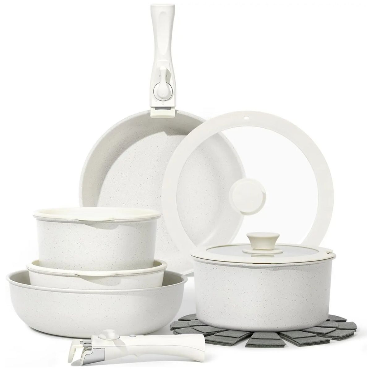 HOMEN - Batería De Cocina Homen Ollas 15 Piezas Color Blanco