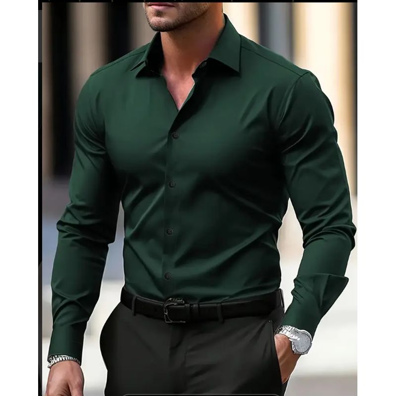 XPRESS RECHARGE - Camisa lisa verde oscuro para Hombre