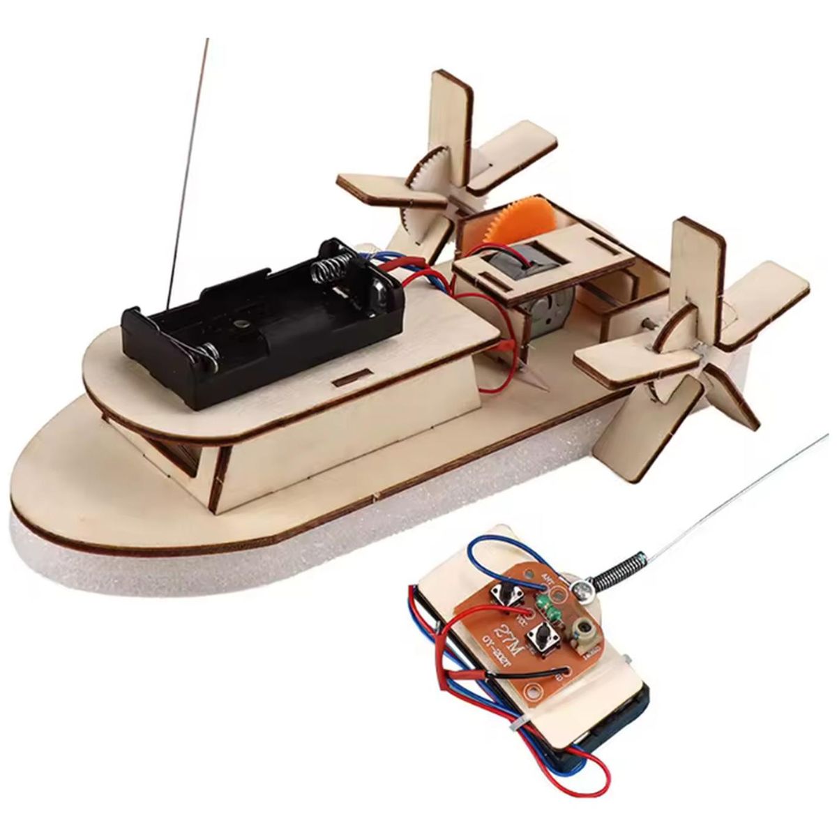 GENERICO - Barco Bote Rc Para Armar Control Remoto Crema Bote