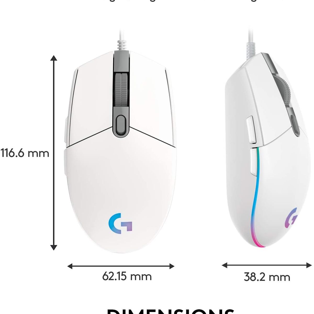LOGITECH - Mouse Gamer Logitech G203 Lightsync Rgb 8000 dpi Blanco
