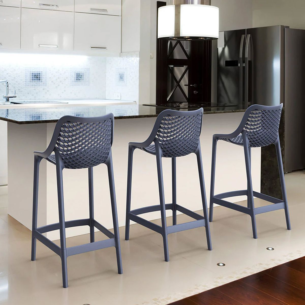 DECO EXTERIOR - 4 Taburetes de exterior Air Bar 65 - Gris