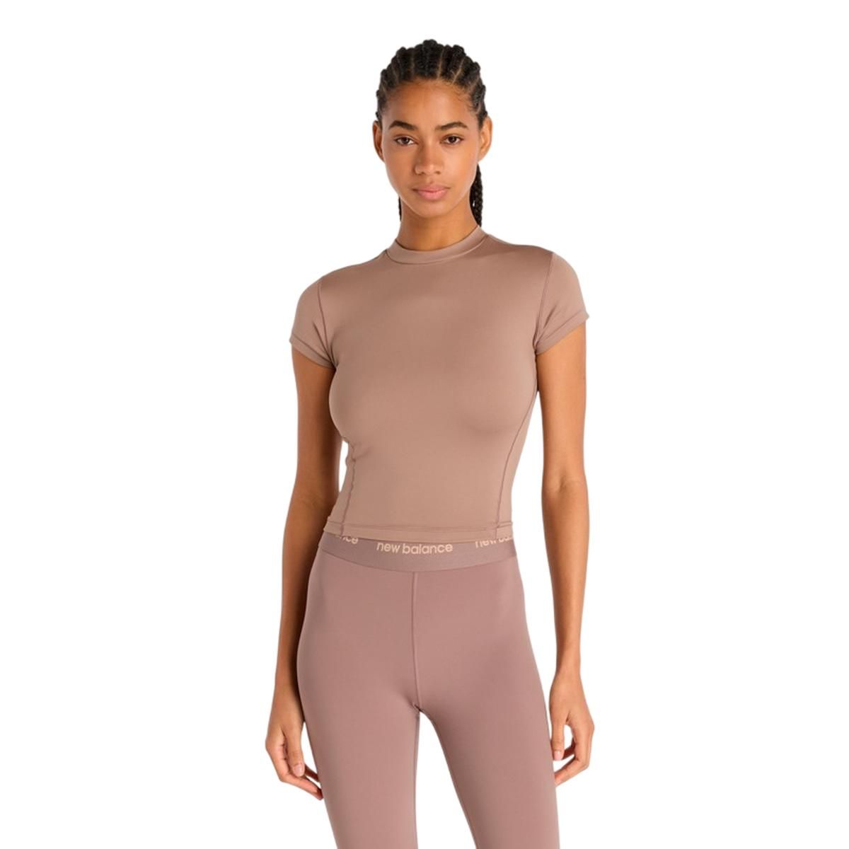 NEW BALANCE - Polera Entrenamiento Mujer New Balance NB Define Fitted Café