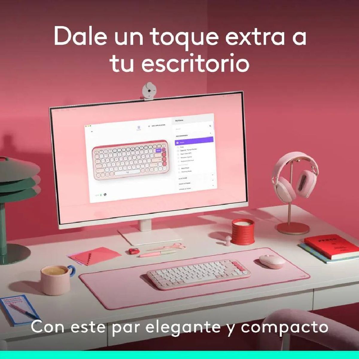 LOGITECH - Teclado Logitech POP Icon Combo Español Rosa