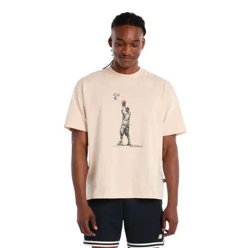 NEW BALANCE - Polera Lifestyle Hombre Graphic Beige