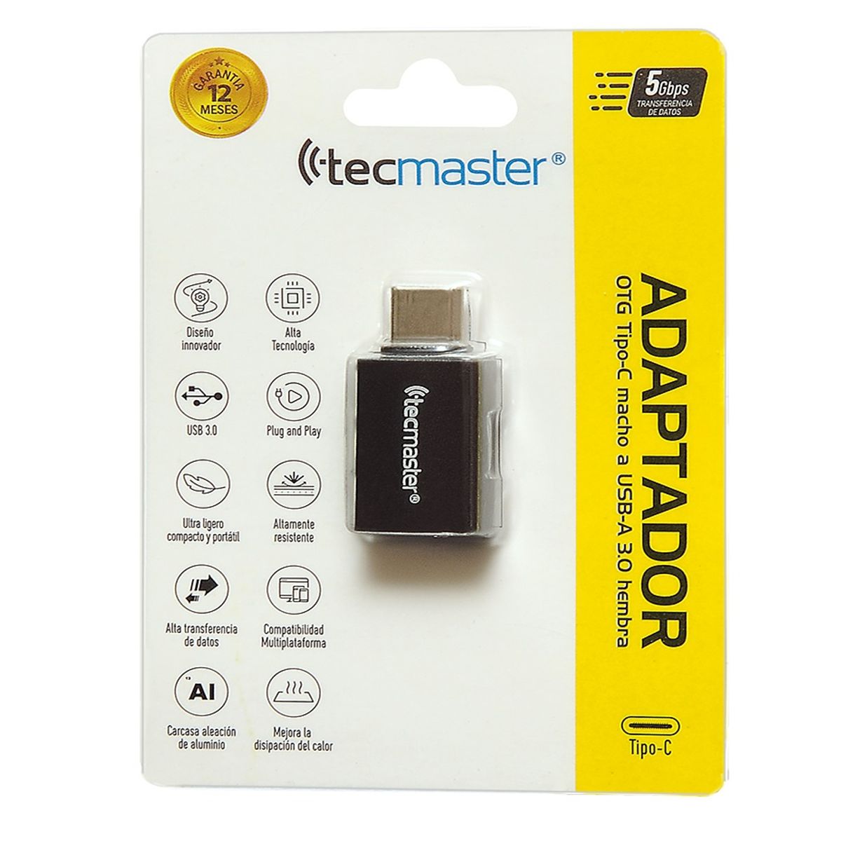 TECMASTER - Adaptador otg Usb Macho 3.0 A Usb Tipo C Hembra 3.0
