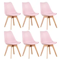 Pack de 6 sillas de comedor acolchada Tulip Rosa