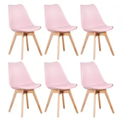 HABITA2 CHILE - Pack de 6 sillas de comedor acolchada Tulip Rosa