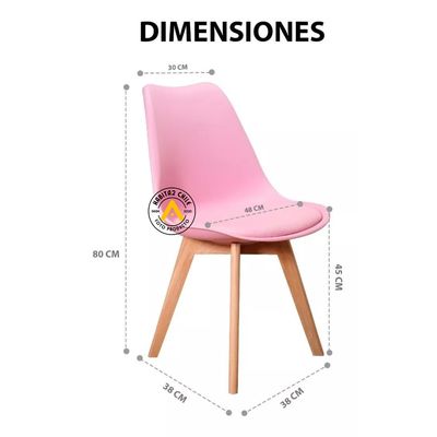 Imagen 2 del producto Pack de 6 sillas de comedor acolchada Tulip Rosa