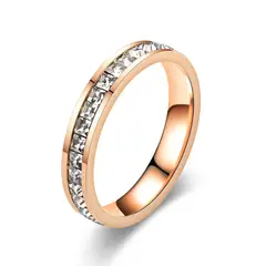 ZG JOYAS - Anillo Mujer Acero Inoxidable 4mm Chapado Cristales Zirconia