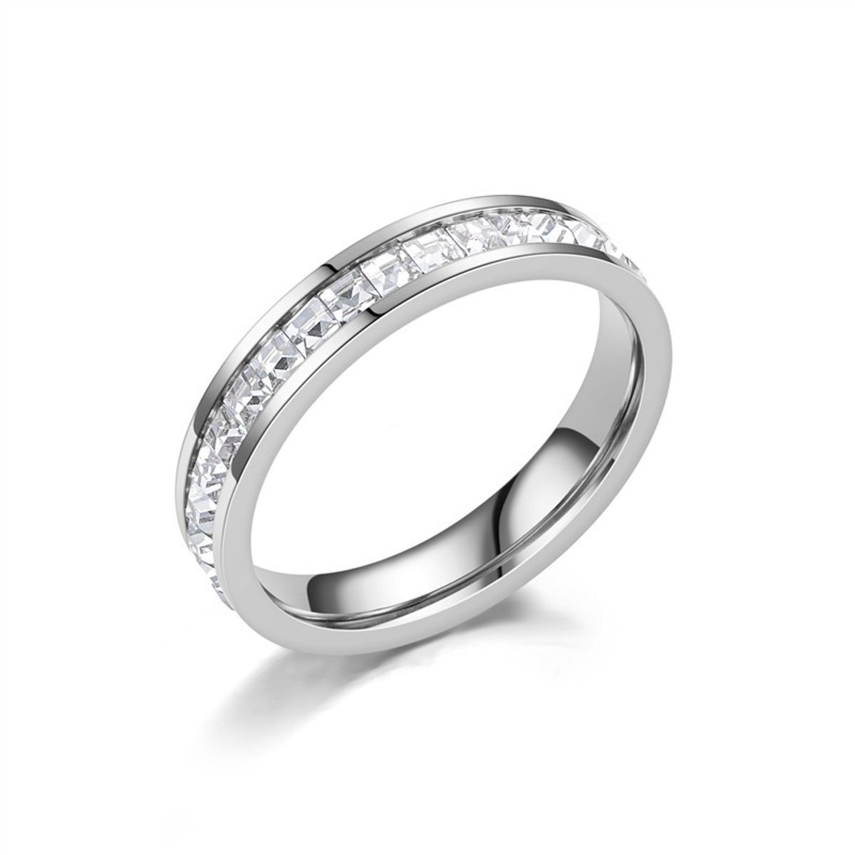 ZG JOYAS - Anillo Mujer Acero Inoxidable 4mm Chapado Cristales Zirconia