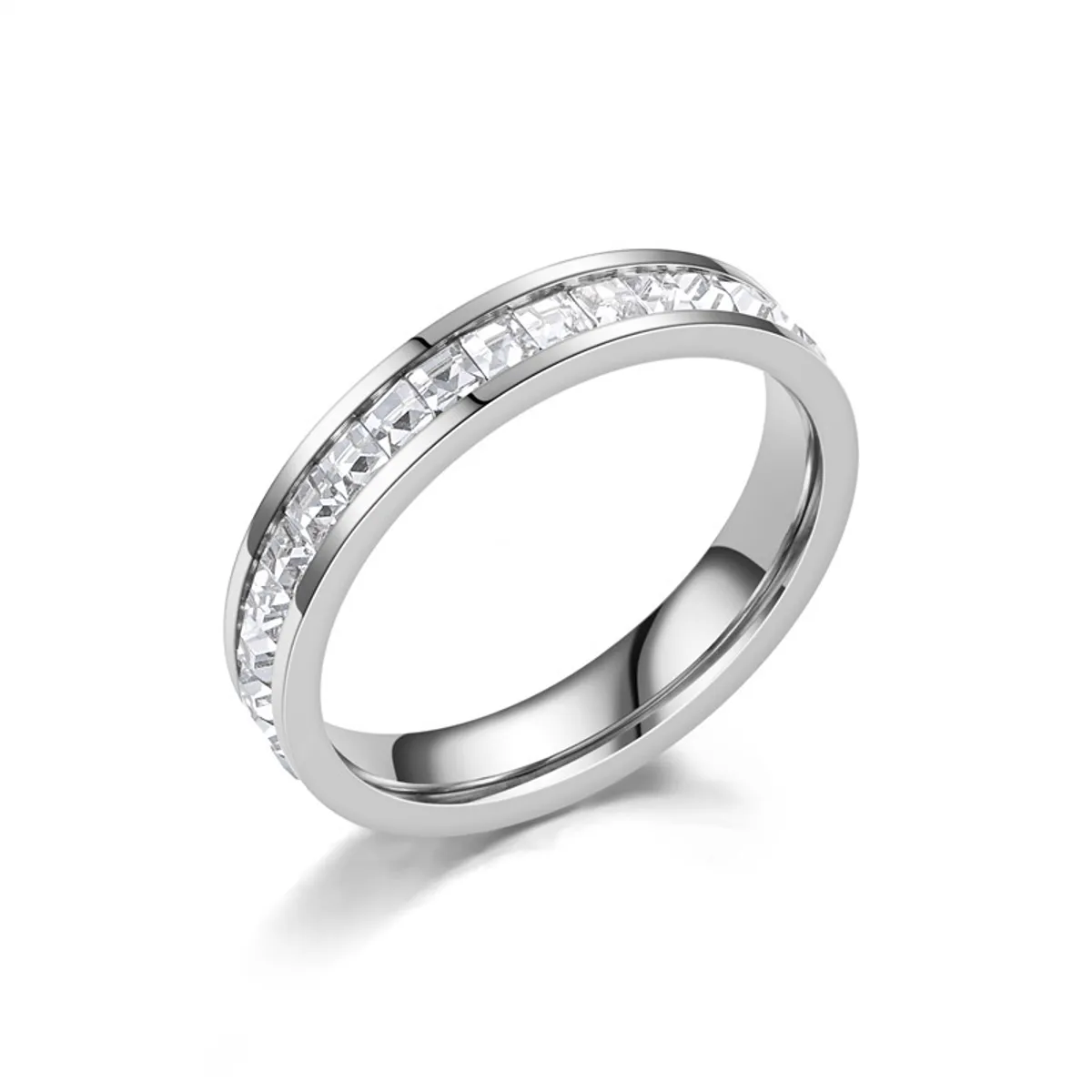 ZG JOYAS - Anillo Mujer Acero Inoxidable 4mm Chapado Cristales Zirconia