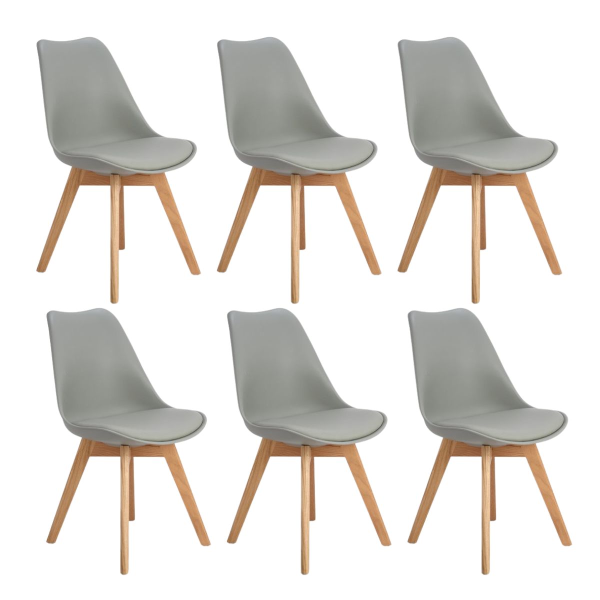 HABITA2 CHILE - Pack de 6 sillas de comedor acolchada Tulip Gris
