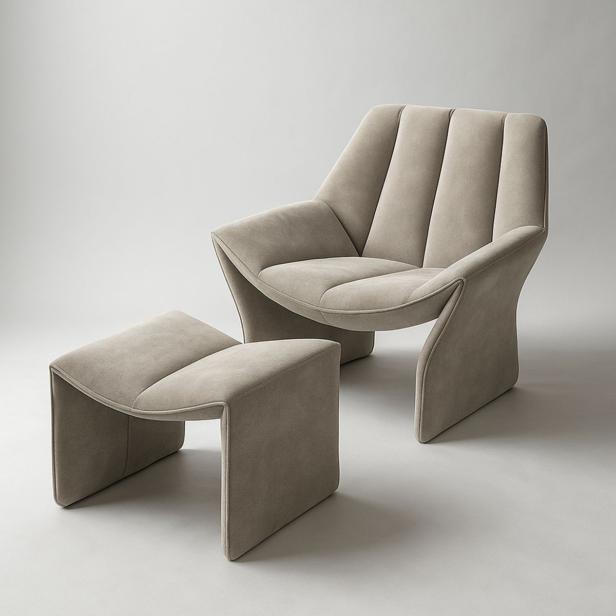 SANTU HOME & DECO - Sitial Velvet Crema con Apoyapiés