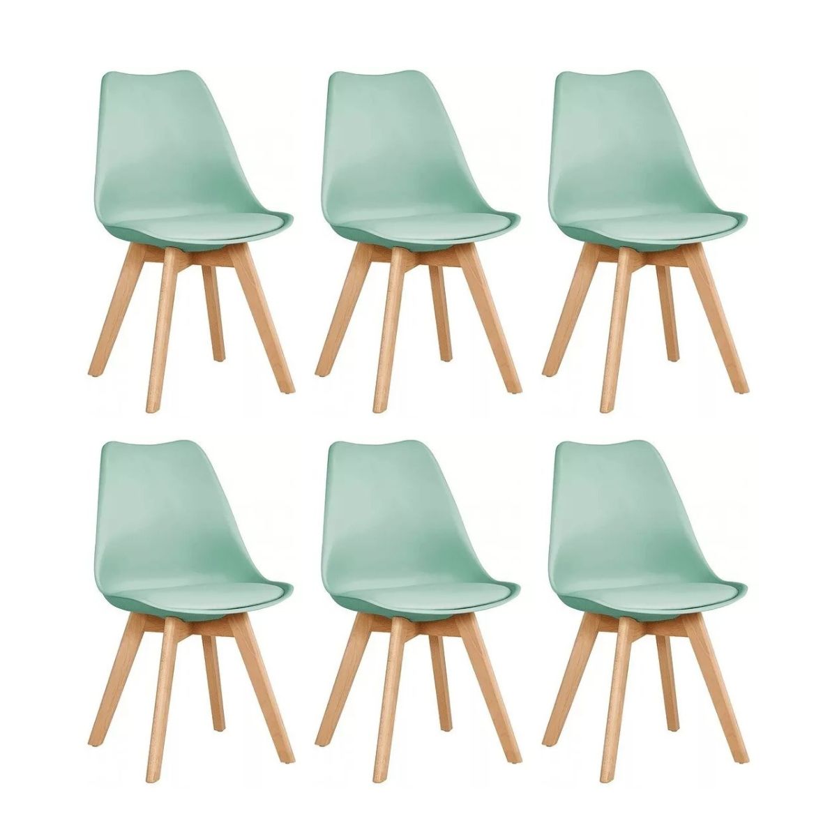 HABITA2 CHILE - Pack de 6 sillas de comedor acolchada Tulip Menta