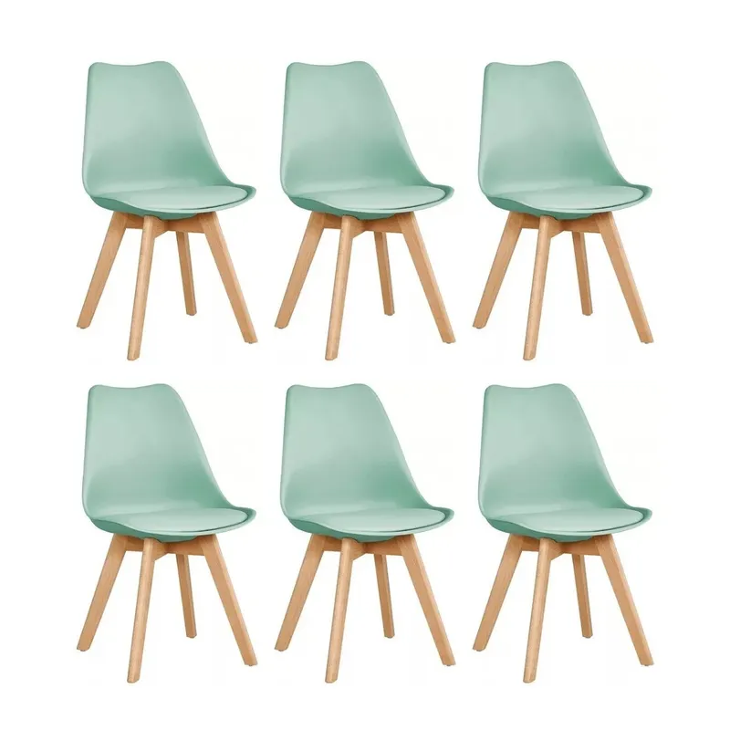 HABITA2 CHILE - Pack de 6 sillas de comedor acolchada Tulip Menta