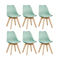 HABITA2 CHILE - Pack de 6 sillas de comedor acolchada Tulip Menta
