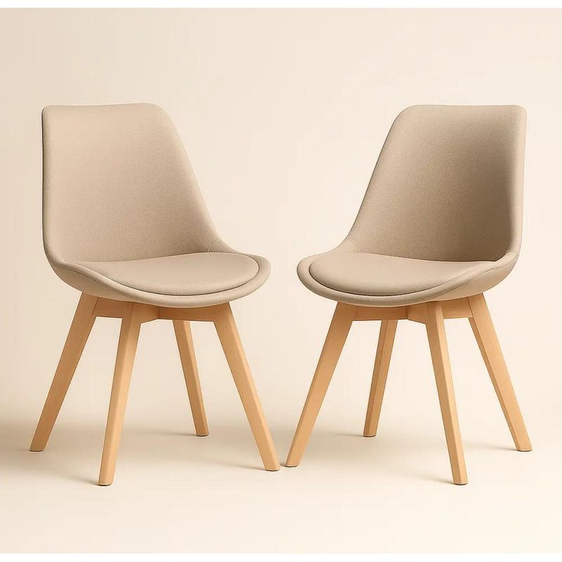 HABITA2 CHILE - Pack de 2 sillas de comedor acolchada Tulip Beige
