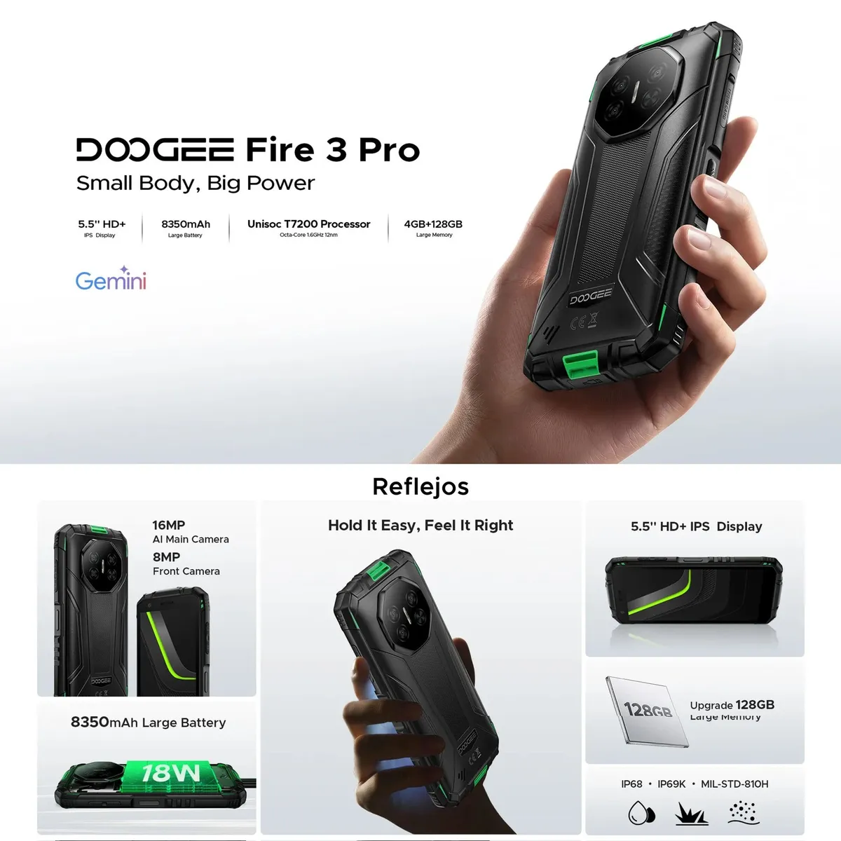 DOOGEE - DOOGEE Fire 3 Pro Compacto Rugged Todo Terreno Resistente