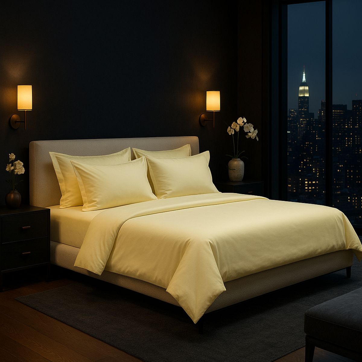 ARMONIA - Juego de Sábanas Signature 800 hilos Amarillo Claro Queen