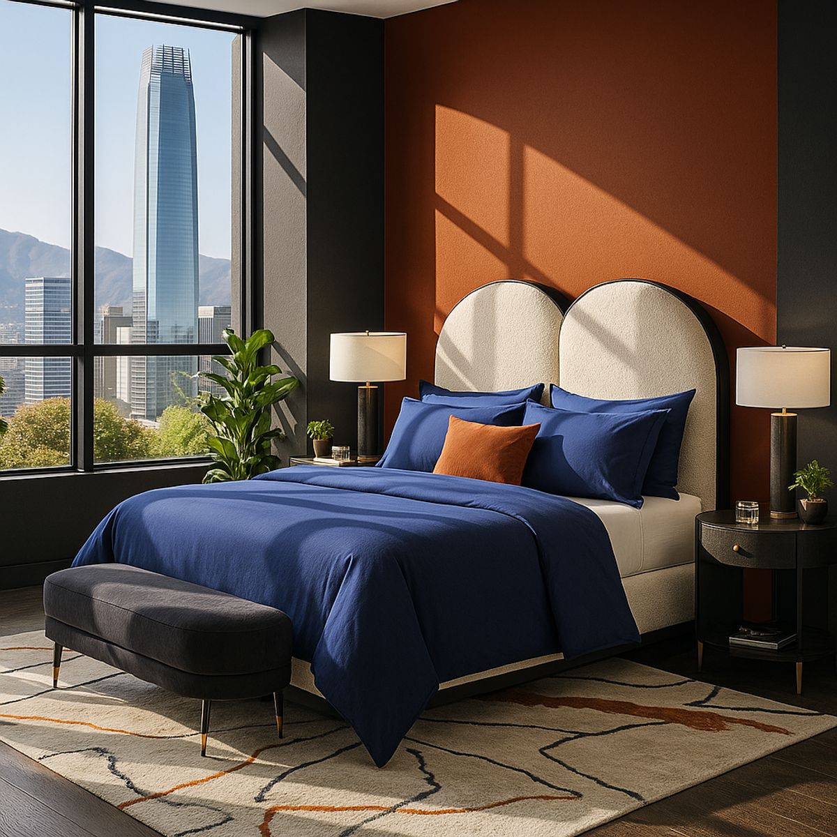 ARMONIA - Conjunto de Sábanas Signature 800 hilos Azul 2 Plazas