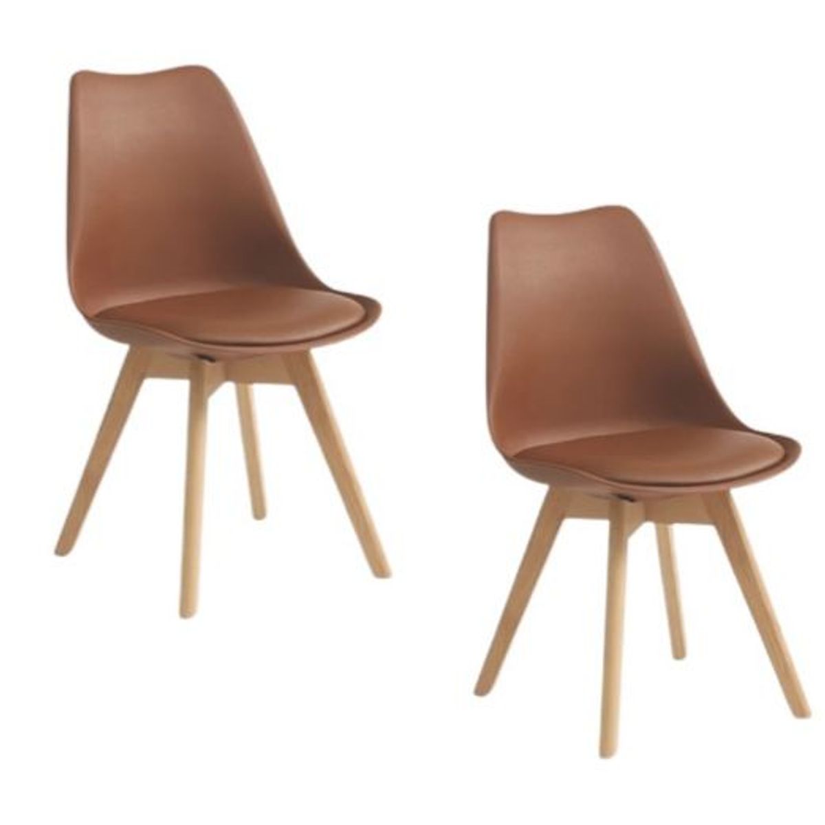 HABITA2 CHILE - Pack de 2 sillas de comedor acolchada Tulip Café