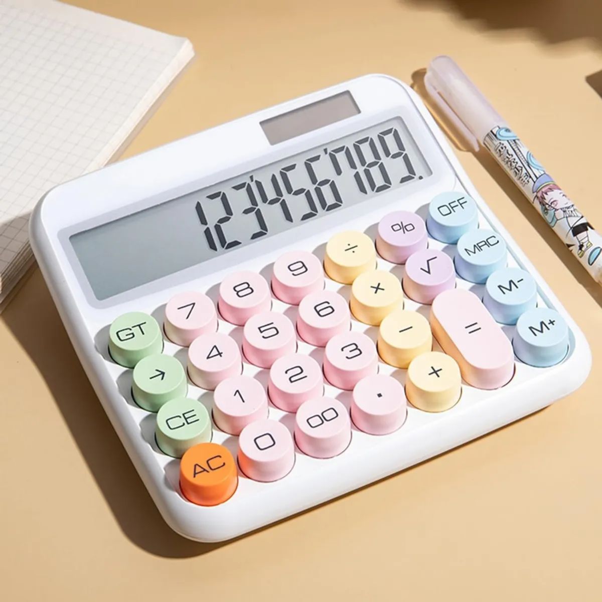 GENERICO - Calculadora 12 Dígitos Teclas Grandes De Colores
