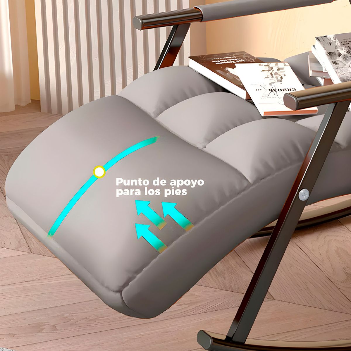 GENERICO - Silla Mecedora Gris Ajustable Reclinable Acolchada Angulo