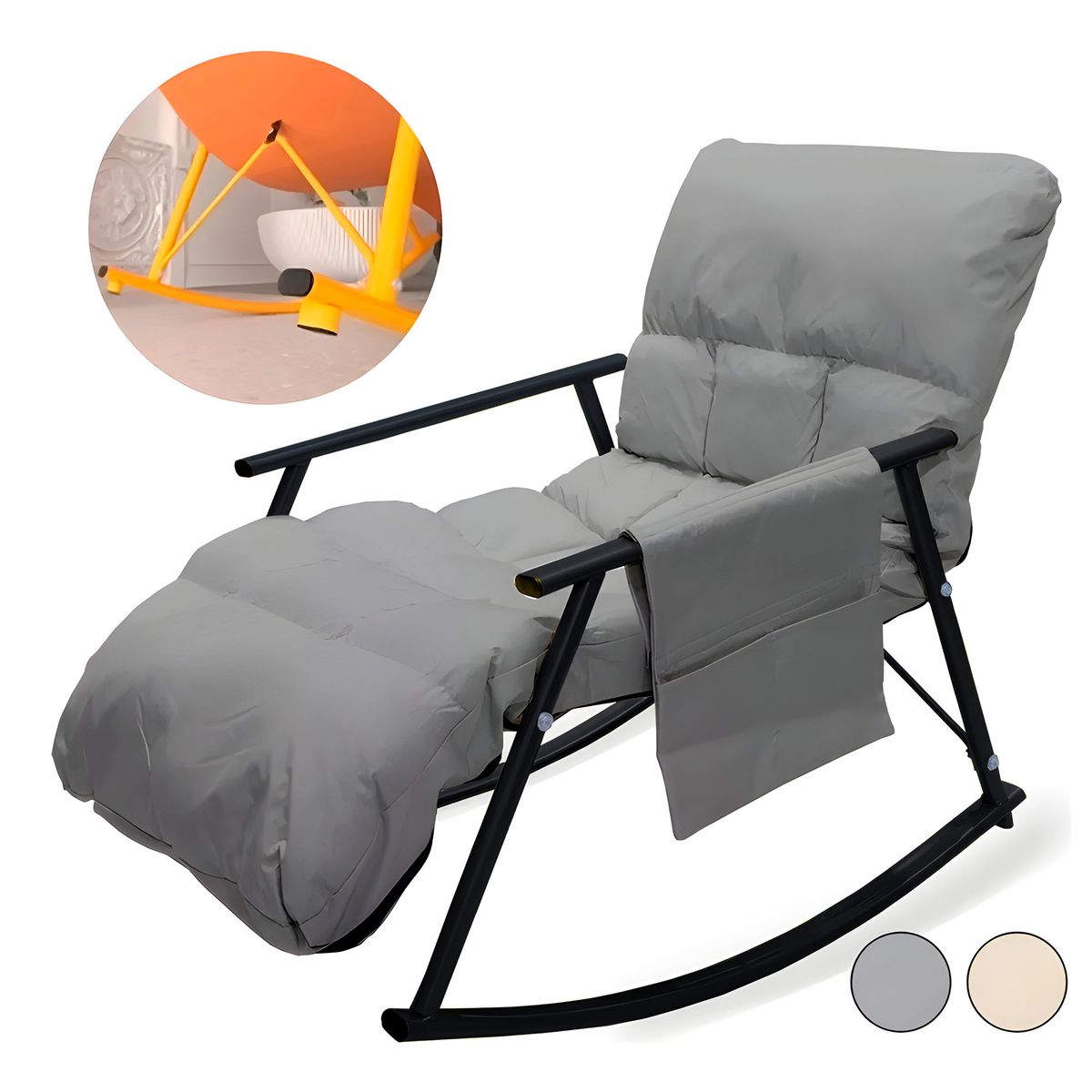 GENERICO - Silla Mecedora Gris Ajustable Reclinable Acolchada Angulo