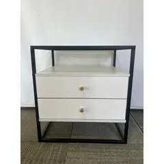 GENERICO - Velador Vanguardia 2 Cajones 50*40*53cm Repisa Vidrio