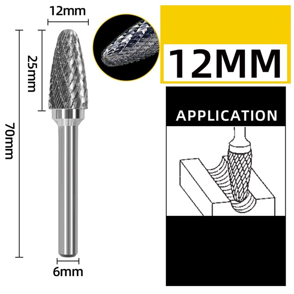 GENERICO - Lima Rotativa Fresa Broca Carburo Tungsteno Para Dremel 12mm Doble