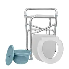 GENERICO - Silla De Baño Tapa Wc Aluminio Inodoro Portátil Y Plegable 3 En 1