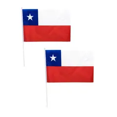 GENERICO - X2 Bandera De Chile 40x60cm Mástil Palito Fechas Patrias