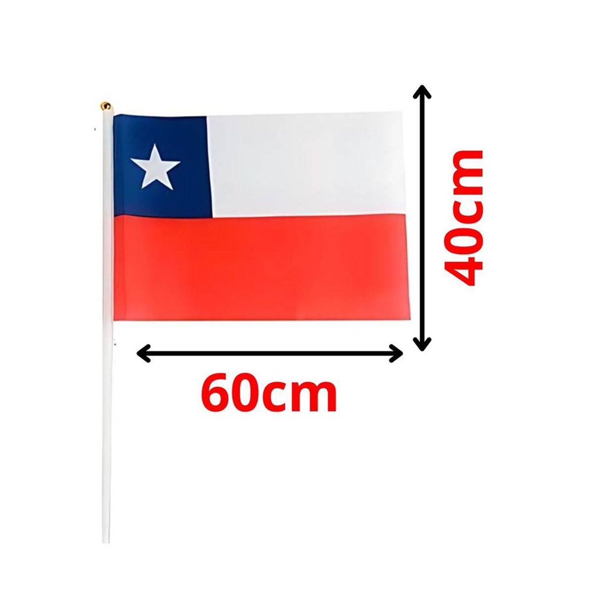 GENERICO - X2 Bandera De Chile 40x60cm Mástil Palito Fechas Patrias