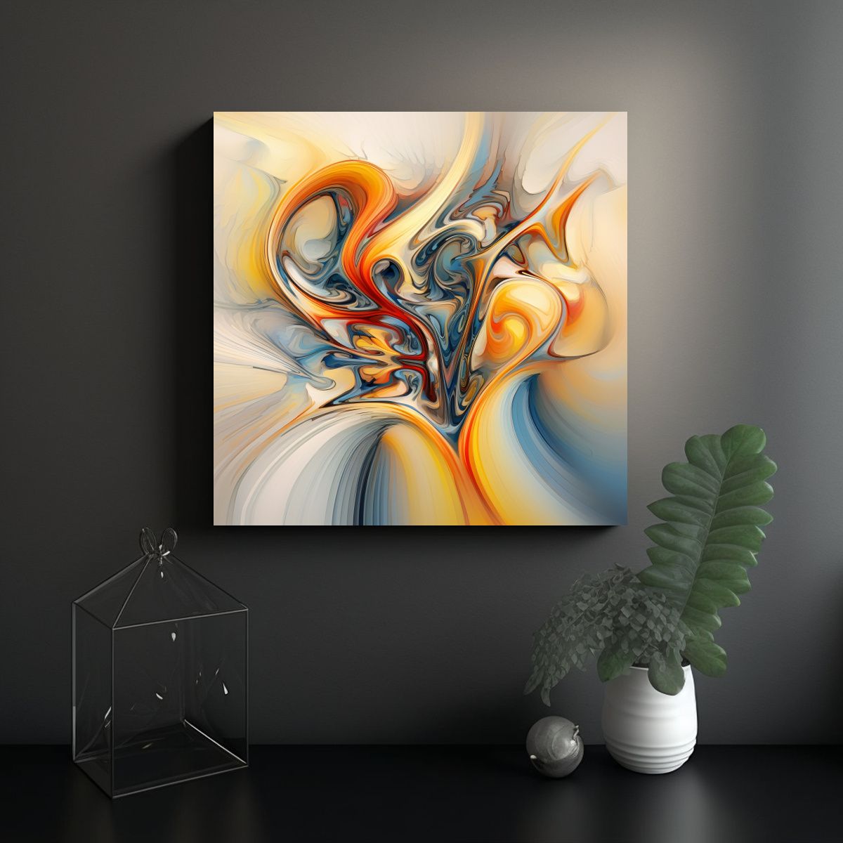 GENERICO - Cuadro Abstracto Rectangular Intensamente 90x90 Cm