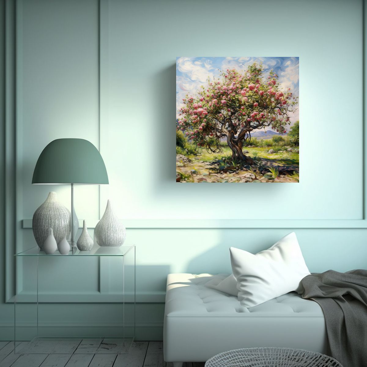 GENERICO - Cuadro Tonos Vida A Árbol Manzana Pintura 80x80 Cm