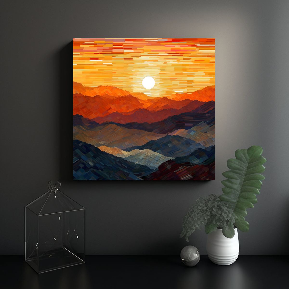 GENERICO - Amanecer Luminoso En Capas De Cordilleras 70x70 Cm