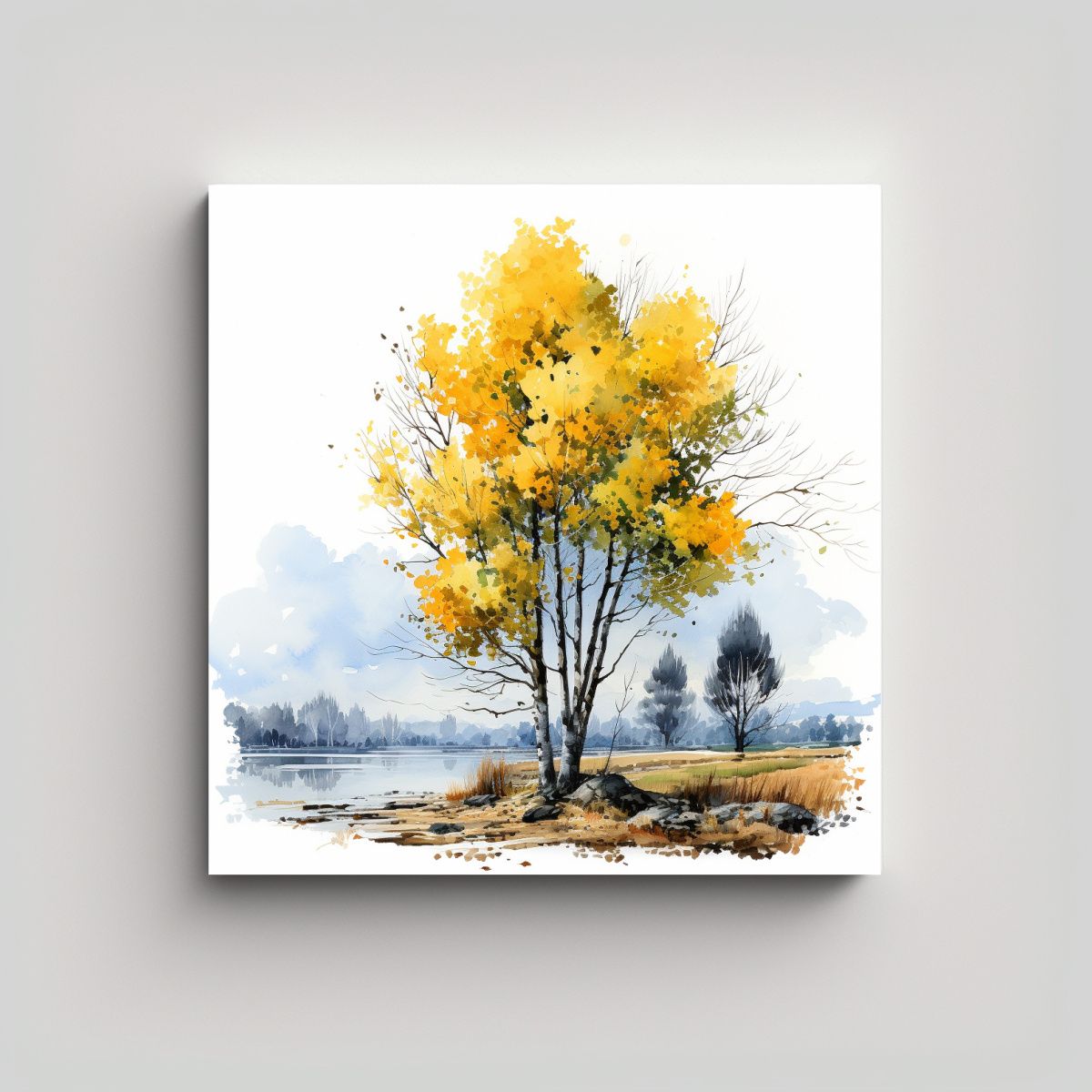 GENERICO - Pintura Abstracta De árbol Negro En Colores 70x70 Cm