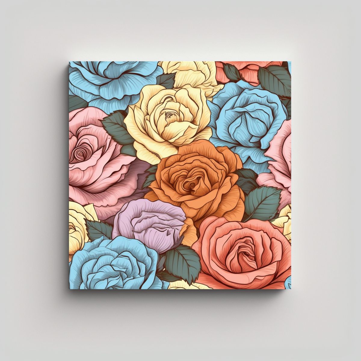 GENERICO - Cuadro Moderno De Arte De Pared Con Rosas 70x70 Cm