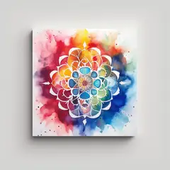 GENERICO - Pintura Decorativa Inspirada En Los Siete Chakras 80x80 Cm.