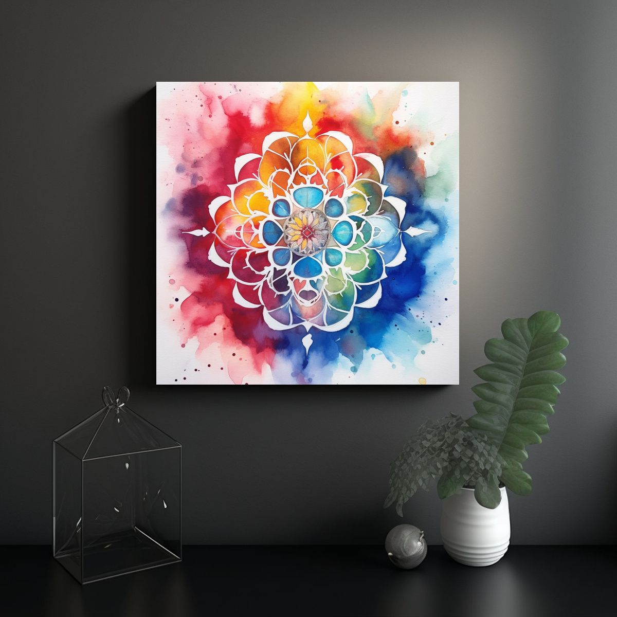 GENERICO - Pintura Decorativa Inspirada En Los Siete Chakras 80x80 Cm.