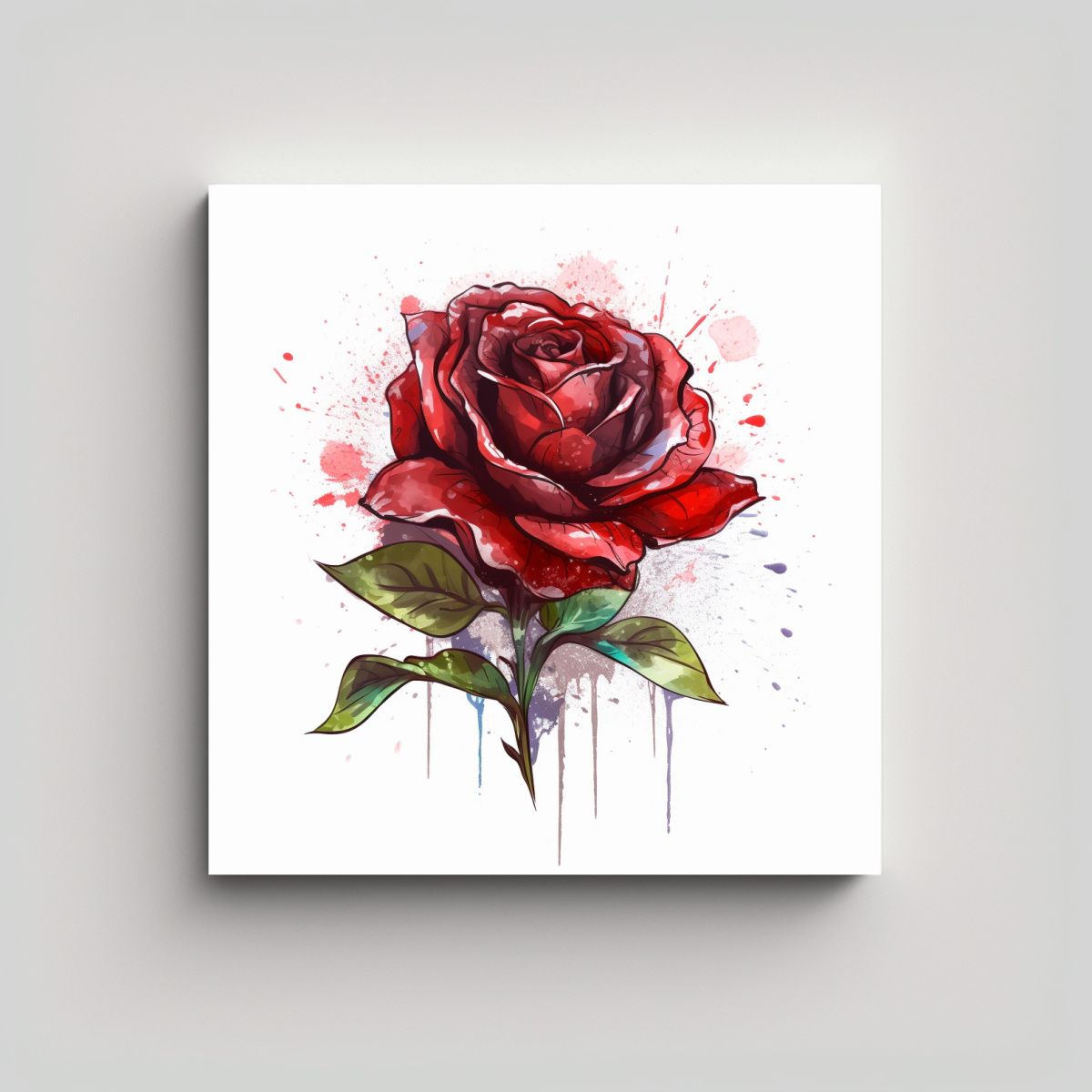 GENERICO - Rosa Roja Profunda Acuarela Textura Pegatina 80x80 Cm