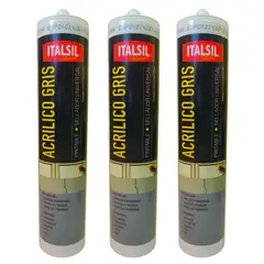 GENERICO - Pack x3 Silicona Pintable Italsil Acrilica Color Gris